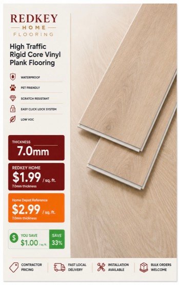 7mm rigid core vinyl plank flooring